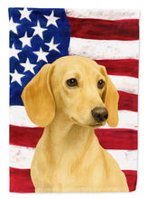 Load image into Gallery viewer, Cream Dachshund American Flag House Flag