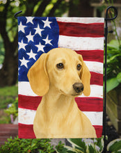 Load image into Gallery viewer, Cream Dachshund American Flag Garden Flag
