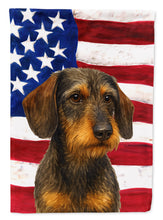 Load image into Gallery viewer, Wirehaired Wild Boar Dachshund American Flag House Flag