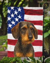 Load image into Gallery viewer, Wirehaired Wild Boar Dachshund American Flag Garden Flag