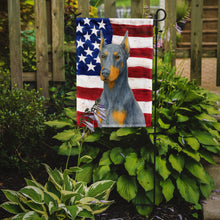 Load image into Gallery viewer, Blue Doberman Pinscher American Flag Garden Flag