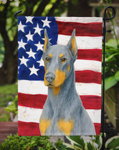 Load image into Gallery viewer, Blue Doberman Pinscher American Flag Garden Flag