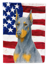 Load image into Gallery viewer, Blue Doberman Pinscher American Flag Garden Flag