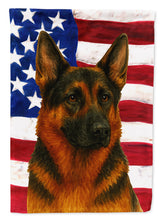 Load image into Gallery viewer, Black and Red German Shepherd American Flag House Flag
