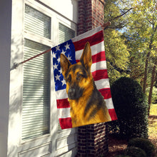 Load image into Gallery viewer, Black and Tan German Shepherd American Flag House Flag