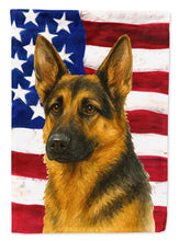Load image into Gallery viewer, Black and Tan German Shepherd American Flag Garden Flag
