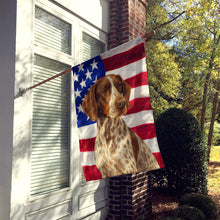 Load image into Gallery viewer, Liver and White German Shorthaired Pointer American Flag House Flag