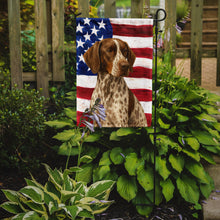 Load image into Gallery viewer, Liver and White German Shorthaired Pointer American Flag Garden Flag
