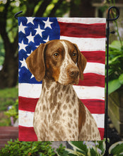 Load image into Gallery viewer, Liver and White German Shorthaired Pointer American Flag Garden Flag