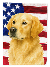 Load image into Gallery viewer, Light Golden Retriever American Flag Garden Flag