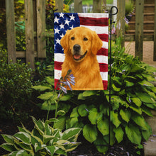 Load image into Gallery viewer, Golden Retriever American Flag Garden Flag