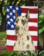 Load image into Gallery viewer, Harlequin Great Dane American Flag Garden Flag