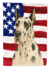 Load image into Gallery viewer, Harlequin Great Dane American Flag Garden Flag