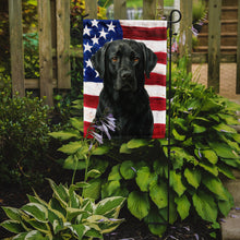 Load image into Gallery viewer, Black Labrador Retriever American Flag Garden Flag