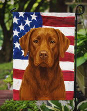 Load image into Gallery viewer, Chocolate Labrador Retriever American Flag Garden Flag