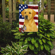Load image into Gallery viewer, Yellow Labrador Retriever American Flag Garden Flag