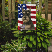Load image into Gallery viewer, Black and Silver Schnauzer American Flag Garden Flag