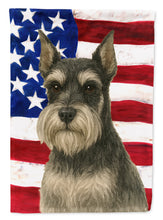 Load image into Gallery viewer, Black and Silver Schnauzer American Flag Garden Flag