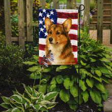 Load image into Gallery viewer, Sable Pembroke Welsh Corgi American Flag Garden Flag