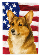 Load image into Gallery viewer, Sable Pembroke Welsh Corgi American Flag Garden Flag