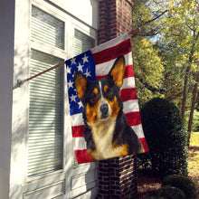 Load image into Gallery viewer, Tri-color Pembroke Welsh Corgi American Flag House Flag