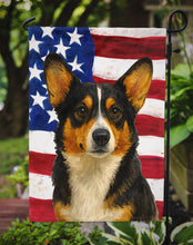 Load image into Gallery viewer, Tri-color Pembroke Welsh Corgi American Flag Garden Flag