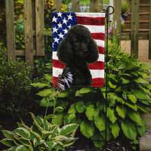 Load image into Gallery viewer, Black Miniature Poodle American Flag Garden Flag