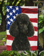 Load image into Gallery viewer, Black Miniature Poodle American Flag Garden Flag