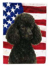Load image into Gallery viewer, Black Miniature Poodle American Flag Garden Flag
