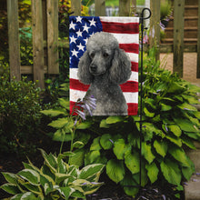 Load image into Gallery viewer, Silver Miniature Poodle American Flag Garden Flag