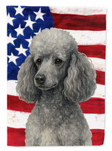 Load image into Gallery viewer, Silver Miniature Poodle American Flag Garden Flag