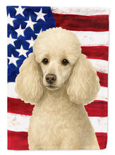 Load image into Gallery viewer, White Miniature Poodle American Flag Garden Flag