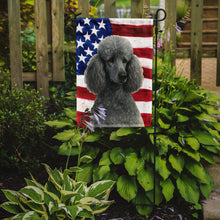 Load image into Gallery viewer, Silver Standard Poodle American Flag Garden Flag