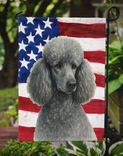 Load image into Gallery viewer, Silver Standard Poodle American Flag Garden Flag
