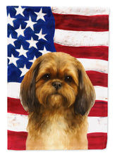 Load image into Gallery viewer, Brindle Shih Tzu American Flag House Flag