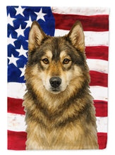 Load image into Gallery viewer, Agouti Siberian Husky American Flag House Flag