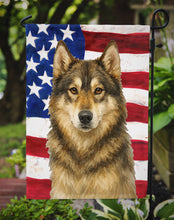 Load image into Gallery viewer, Agouti Siberian Husky American Flag Garden Flag