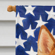 Load image into Gallery viewer, Red and White Siberian Husky American Flag House Flag