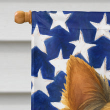 Load image into Gallery viewer, Blue and Tan Yorkshire Terrier American Flag House Flag
