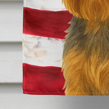 Load image into Gallery viewer, Blue and Tan Yorkshire Terrier American Flag House Flag
