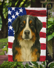 Load image into Gallery viewer, Bernese Mountain Dog American Flag Garden Flag