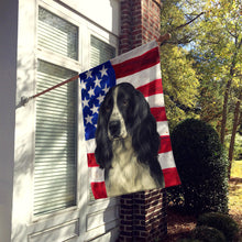 Load image into Gallery viewer, Black and White English Springer Spaniel American Flag House Flag
