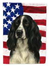 Load image into Gallery viewer, Black and White English Springer Spaniel American Flag House Flag