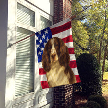 Load image into Gallery viewer, Liver and White English Springer Spaniel American Flag House Flag