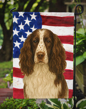Load image into Gallery viewer, Liver and White English Springer Spaniel American Flag Garden Flag