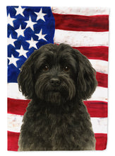 Load image into Gallery viewer, Black Havanese American Flag Garden Flag