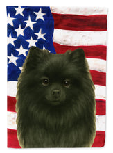 Load image into Gallery viewer, Black Pomeranian American Flag House Flag