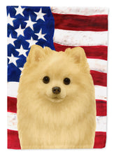 Load image into Gallery viewer, Cream Pomeranian American Flag House Flag