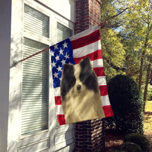 Load image into Gallery viewer, Parti-color Pomeranian American Flag House Flag