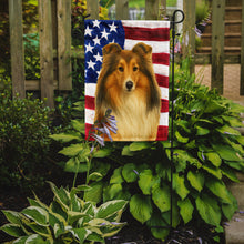 Load image into Gallery viewer, Sheltie American Flag Garden Flag